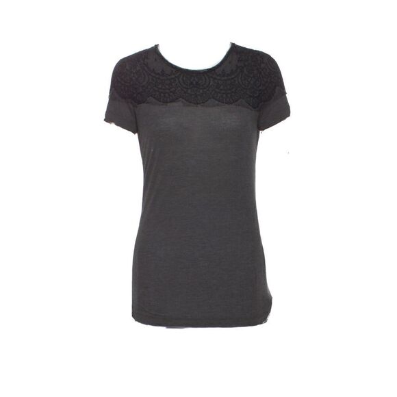 Jason Wu gray Crew neck tshirt with lace trim embellishment size Small - Picture 1 of 4